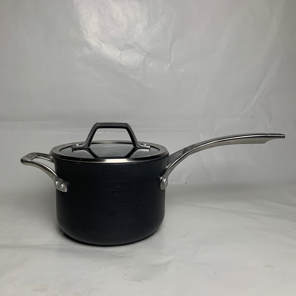 Calphalon 3 qt Saucepan Black Hard Anodized Nonstick Pot with Glass Lid 8703